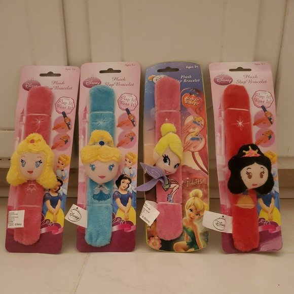 4 Disney Princesse Plush Stuffed Slap Bracelets - Picture 1 of 1